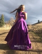 Ball Gown Scoop Neck Satin Floor-length Prom Dresses