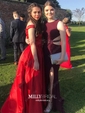 Ball Gown Off-the-shoulder Satin Sweep Train Sashes / Ribbons Prom Dresses