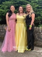 Ball Gown Off-the-shoulder Satin Floor-length Beading Prom Dresses