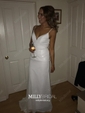 Sheath/Column V-neck Chiffon Sweep Train Sequins Prom Dresses