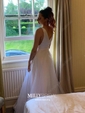 Princess V-neck Organza Floor-length Prom Dresses
