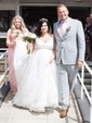 Lace Satin V-neck Ball Gown Floor-length Appliques Lace Wedding Dresses