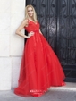 Ball Gown V-neck Tulle Floor-length Beading Prom Dresses