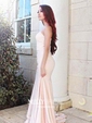Trumpet/Mermaid Sweep Train Sweetheart Jersey Prom Dresses