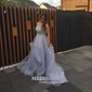 Ball Gown Scoop Neck Organza Sweep Train Wedding Dresses With Beading