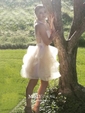 Ball Gown High Neck Organza Tulle Short/Mini Beading Short Prom Dresses
