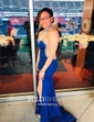 Trumpet/Mermaid High Neck Chiffon Sweep Train Split Front Prom Dresses