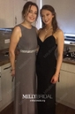 Sheath/Column Floor-length V-neck Jersey Appliques Lace Prom Dresses