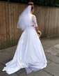 Two Piece A-line Off-the-shoulder Lace Taffeta Appliques Lace Court Train 1/2 Sleeve Unique Wedding Dresses