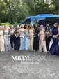 Princess V-neck Satin Floor-length Beading Prom Dresses