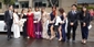 A-line Scoop Neck Lace Satin Floor-length Appliques Lace Prom Dresses