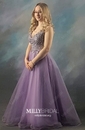 Ball Gown/Princess Floor-length V-neck Tulle Appliques Lace Prom Dresses