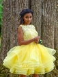 Ball Gown Scoop Neck Tulle with Appliques Lace Short/Mini Cute Prom Dresses