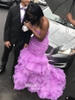 Trumpet/Mermaid Sweetheart Organza Court Train Cascading Ruffles Prom Dresses