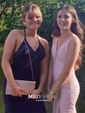 Trumpet/Mermaid V-neck Silk-like Satin Sweep Train Split Front Prom Dresses