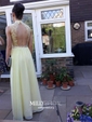 A-line High Neck Chiffon Floor-length Beading Prom Dresses