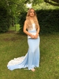 Trumpet/Mermaid Sweetheart Silk-like Satin Sweep Train Appliques Lace Bridesmaid Dresses