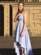 A-line V-neck Chiffon Asymmetrical Prom Dresses
