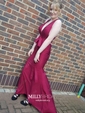 Trumpet/Mermaid Sweep Train V-neck Silk-like Satin Prom Dresses