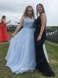 Princess Halter Organza Sweep Train Beading Prom Dresses