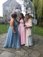 A-line Scoop Neck Chiffon Sweep Train Appliques Lace Prom Dresses