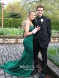 Trumpet/Mermaid Sweetheart Jersey Court Train Appliques Lace Prom Dresses