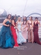 Trumpet/Mermaid V-neck Jersey Sweep Train Prom Dresses
