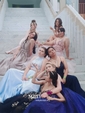 A-line V-neck Silk-like Satin Floor-length Ruffles Prom Dresses