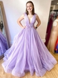 Ball Gown/Princess Floor-length V-neck Organza Flower(s) Prom Dresses