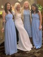 Satin Tulle Scoop Neck Trumpet/Mermaid Sweep Train Appliques Lace Wedding Dresses