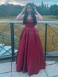 Ball Gown/Princess Sweep Train Straight Satin Prom Dresses