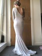 Trumpet/Mermaid One Shoulder Jersey Sweep Train Split Front Prom Dresses