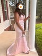 Trumpet/Mermaid Sweep Train Sweetheart Satin Beading Prom Dresses