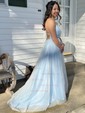 Ball Gown/Princess Floor-length V-neck Glitter Pockets Prom Dresses