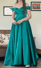 Ball Gown/Princess Sweep Train Off-the-shoulder Satin Pockets Prom Dresses
