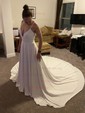 Chiffon V-neck A-line Sweep Train Lace Wedding Dresses