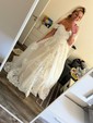 Ball Gown Off-the-shoulder Tulle Court Train Wedding Dresses With Appliques Lace
