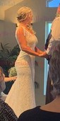 Trumpet/Mermaid V-neck Lace Court Train Wedding Dresses With Pockets