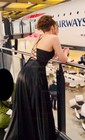 A-line V-neck Silk-like Satin Sweep Train Split Front Prom Dresses
