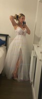 Ball Gown V-neck Tulle Floor-length Wedding Dresses With Split Front