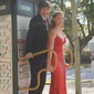 Sheath/Column Sweep Train V-neck Velvet Sequins Split Front Prom Dresses
