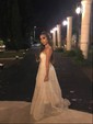Ball Gown/Princess Sweep Train One Shoulder Glitter Cap Sleeves Ruffles Prom Dresses