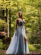 Ball Gown/Princess Floor-length V-neck Tulle Beading Prom Dresses