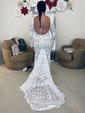 Lace V-neck Trumpet/Mermaid Sweep Train Lace Wedding Dresses