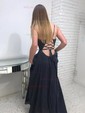 A-line V-neck Chiffon Floor-length Split Front Prom Dresses