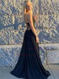 A-line V-neck Chiffon Floor-length Split Front Prom Dresses