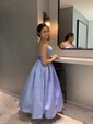 Princess Strapless Satin Tea-length Short Prom Dresses