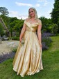 Ball Gown/Princess Floor-length Off-the-shoulder Satin Split Front Prom Dresses