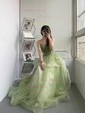 Ball Gown Sweetheart Tulle Sweep Train Tiered Prom Dresses