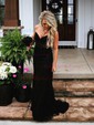 Trumpet/Mermaid Sweep Train Sweetheart Tulle Appliques Lace Prom Dresses